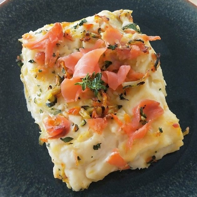 Lasagna con salmone e verdure menu capodanno